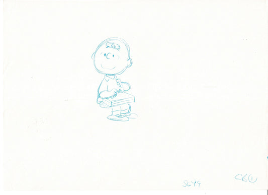 Charlie Brown Be My Valentine Holiday PEANUTS Cel Drawing 1975 Schulz 516