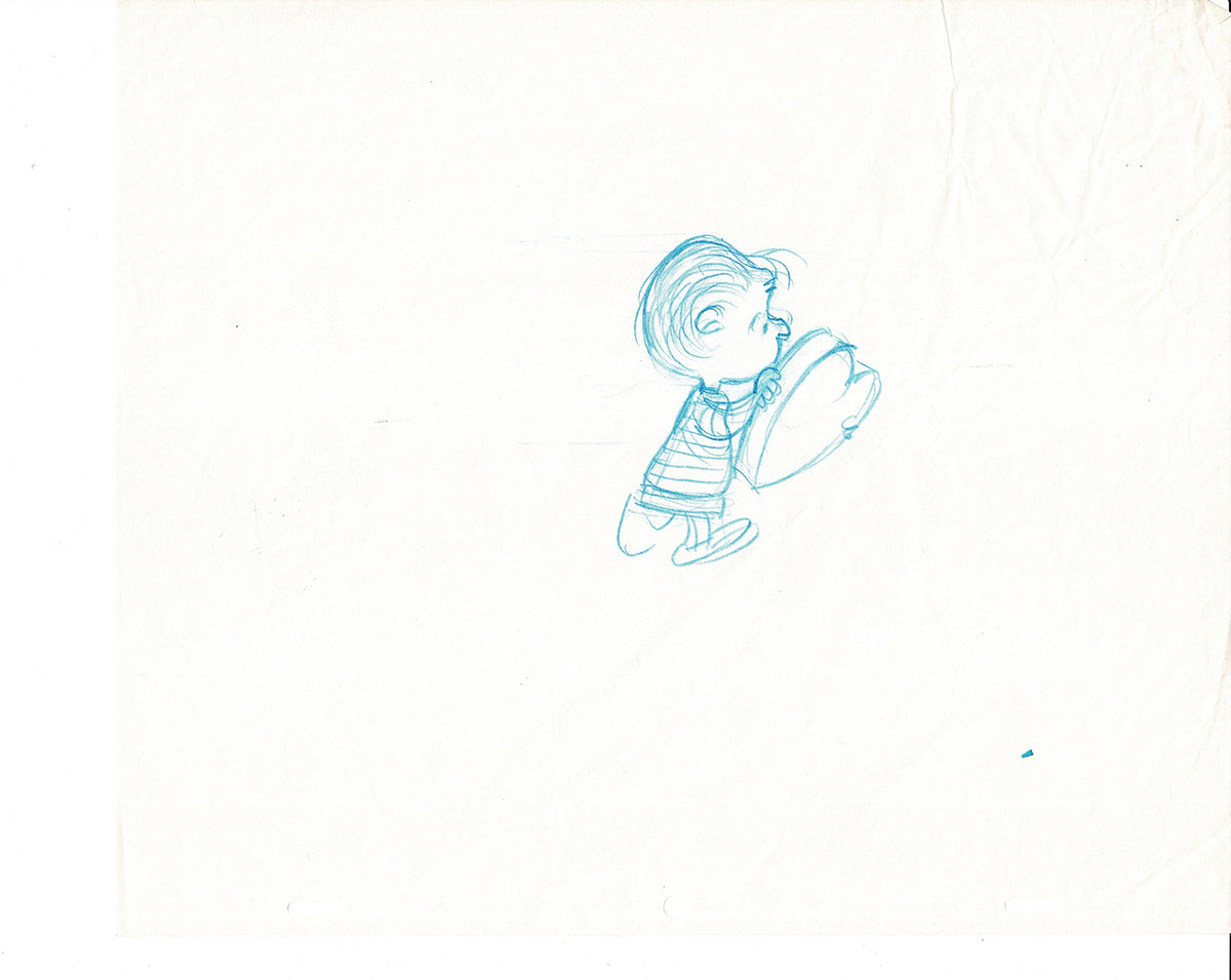 Charlie Brown Be My Valentine Holiday PEANUTS Cel Drawing 1975 Schulz 507