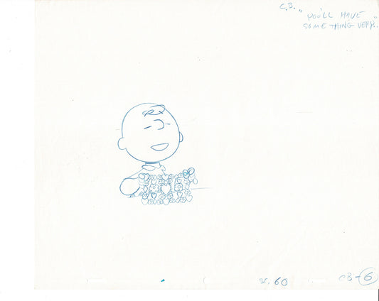 Charlie Brown Be My Valentine Holiday PEANUTS Cel Drawing 1975 Schulz 508
