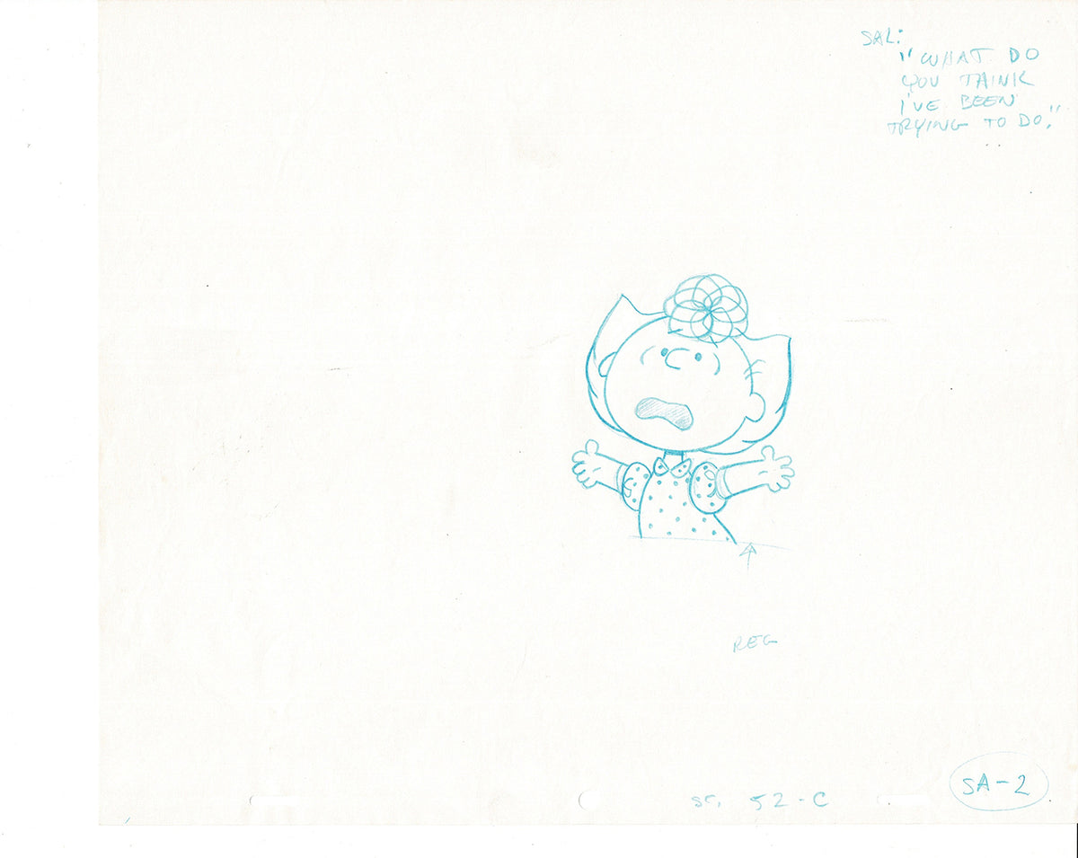 Charlie Brown Be My Valentine Holiday PEANUTS Cel Drawing 1975 Schulz 505