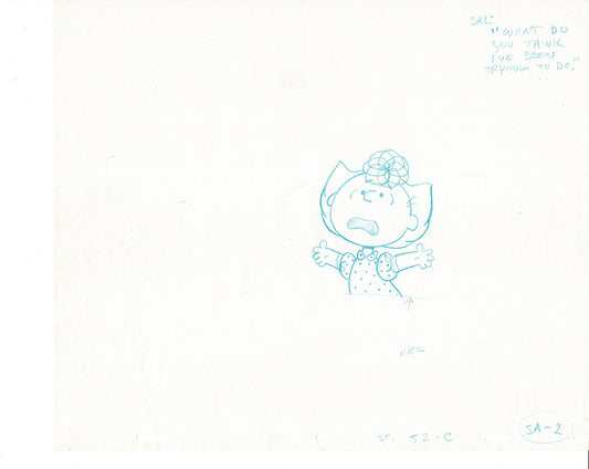 Charlie Brown Be My Valentine Holiday PEANUTS Cel Drawing 1975 Schulz 505