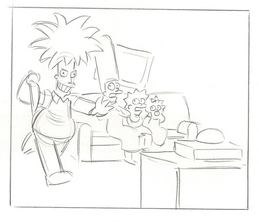 The Simpsons Sideshow Bob Couch Gag Layout Drawing Original Production Animation 2004 Fox DD-001