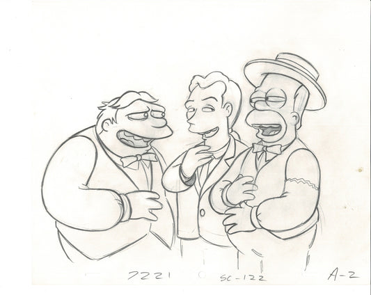 The Simpsons Homer Simpson Be Sharps Barney Production Cel Drawing Original Animation 2003 Fox DD-010