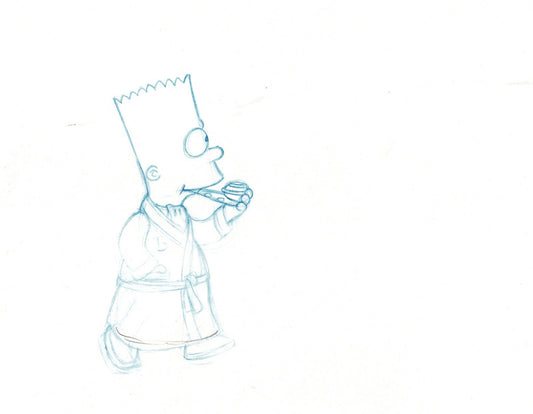 The Simpsons Bart as Hugh Hefner Production Cel Drawing Original Animation 1993 Fox DD-003