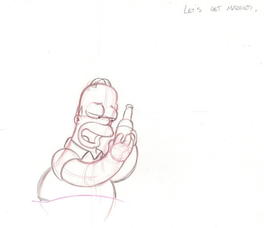 The Simpsons Homer and Beer Production Cel Drawing Original Animation 2005 Fox DD-006