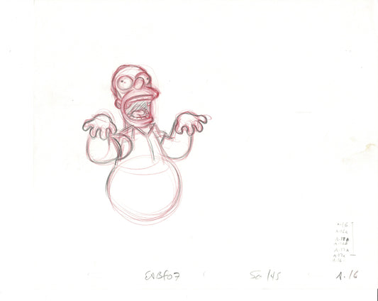 The Simpsons Homer Simpson Key Production Cel Drawing Original Animation 2003 Fox DD-009