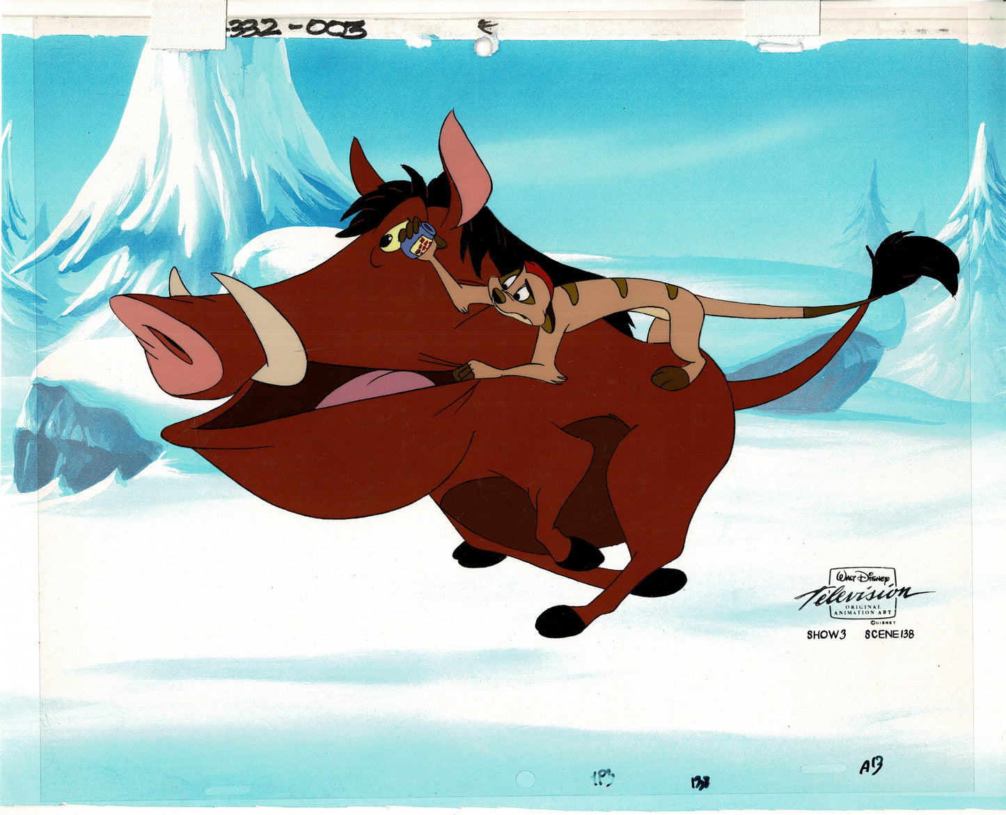 Lion King Timon and Pumbaa TV Cartoon Art Animation Cel and Drawing 1995-1999 C-DG