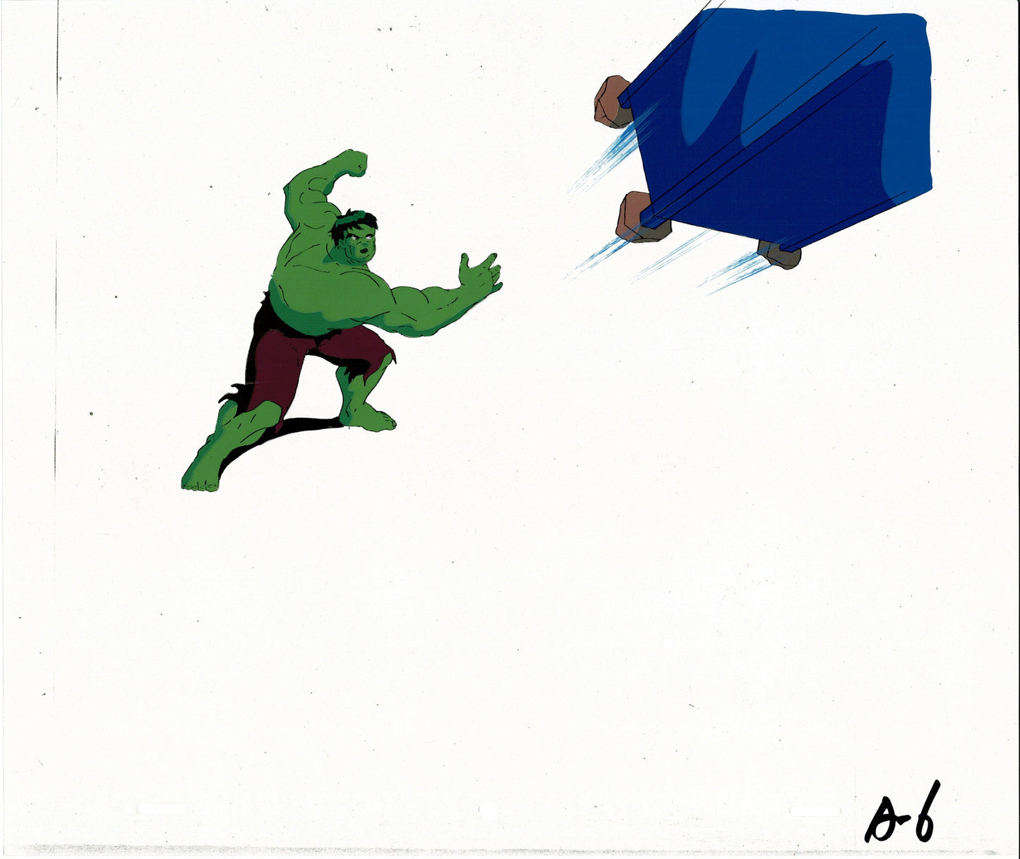 The Hulk Animated Series Marvel Production Cel and Background from another show 1996-7