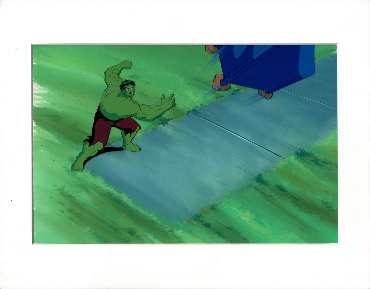 The Hulk Animated Series Marvel Production Cel and Background from another show 1996-7