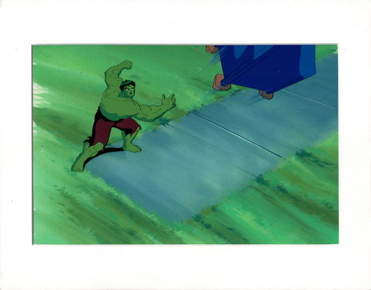 The Hulk Animated Series Marvel Production Cel and Background from another show 1996-7