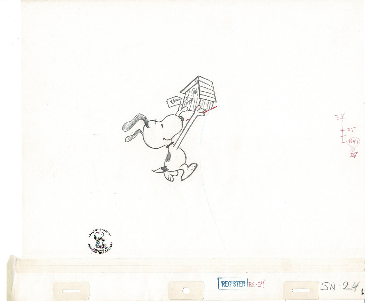 PEANUTS Charlie Brown Snoopy Production Animation Cel and Drawing from 1974 Melendez Studio-Direct Easter Beagle SN24