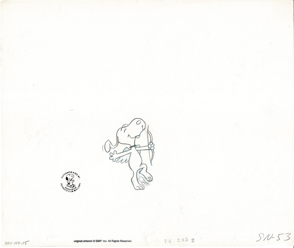 PEANUTS Be My Valentine Charlie Brown Snoopy Production Animation Cel and Drawing from 1975 Charles Schulz Melendez Studio-Direct 215