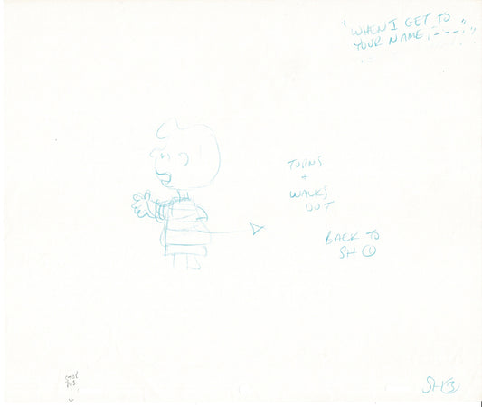 Charlie Brown Be My Valentine Holiday PEANUTS Cel Drawing 1975 Schulz 502