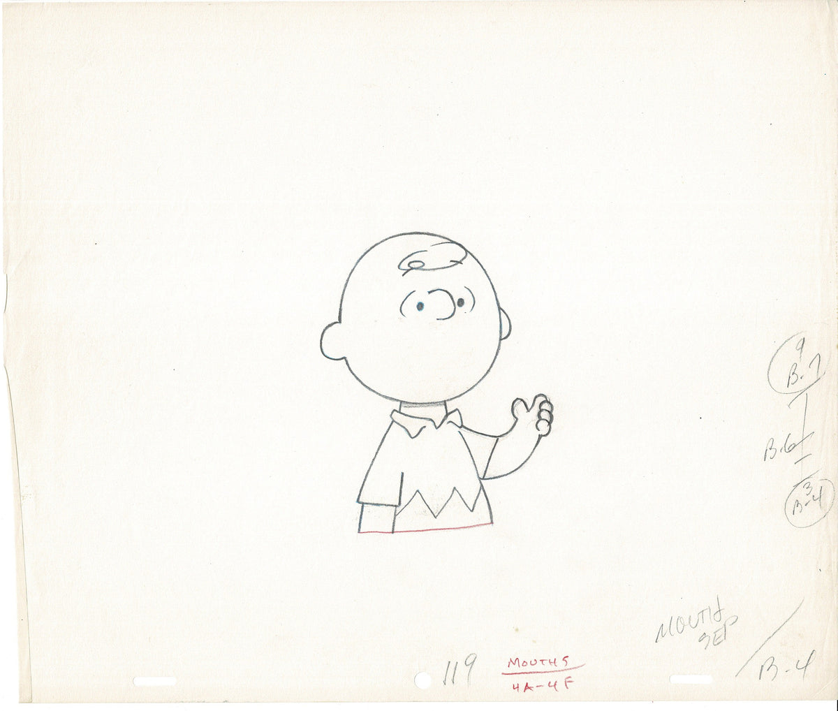 Charlie Brown Peanuts Production Animation Cel Setup NO LUCY from Charles Schulz Melendez Studio