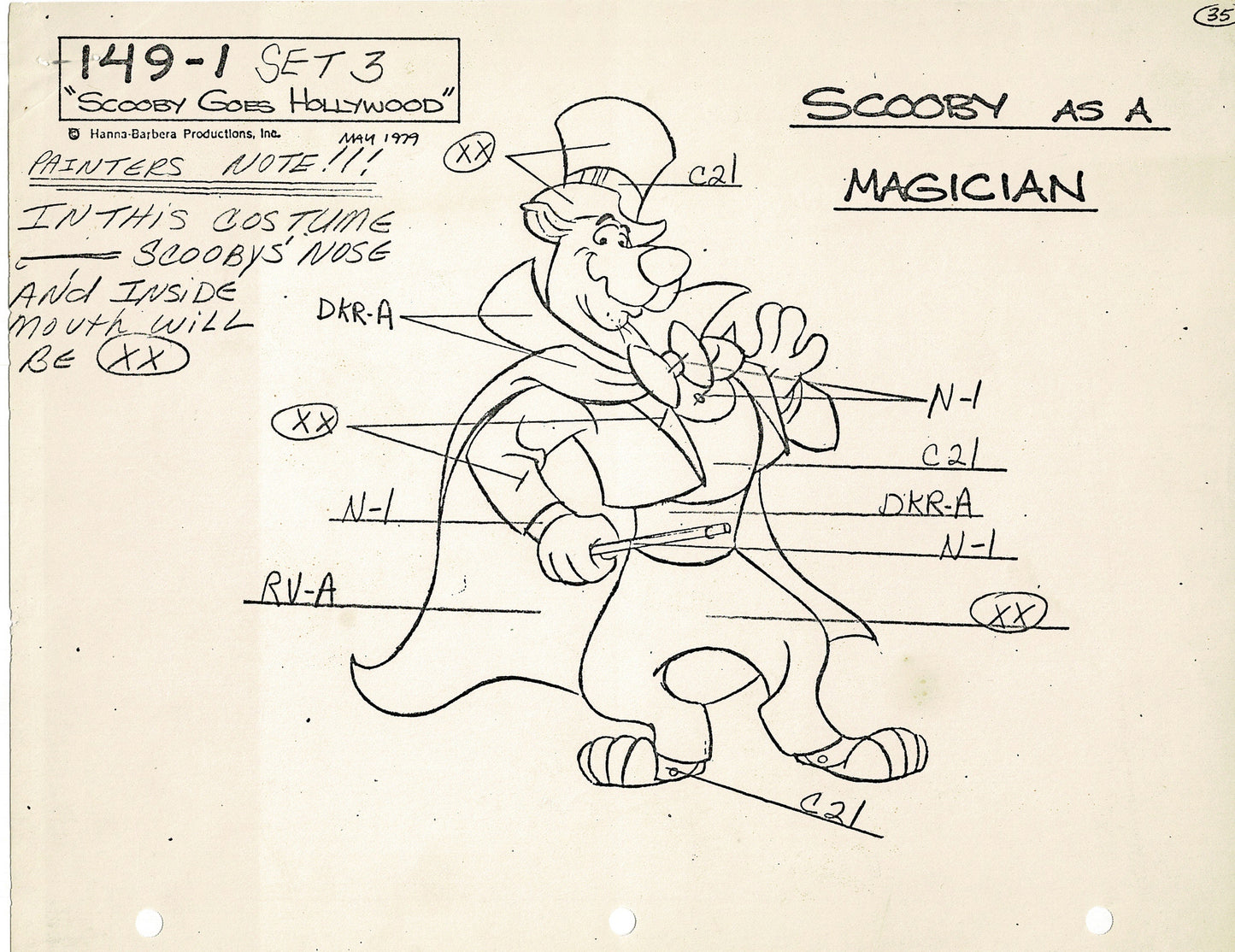 Scooby-Doo and Shaggy 1979 Production Model Sheet Copy Lot of 11 Pages from Hanna Barbera's Scooby Goes Hollywood