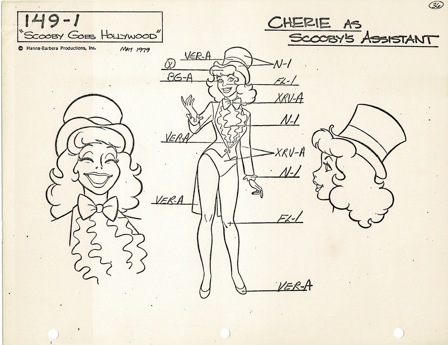 Scooby-Doo and Shaggy 1979 Production Model Sheet Copy Lot of 11 Pages from Hanna Barbera's Scooby Goes Hollywood