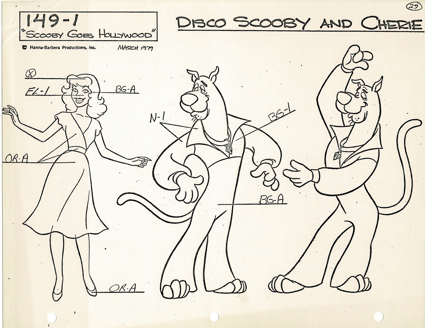 Scooby-Doo and Shaggy 1979 Production Model Sheet Copy Lot of 11 Pages from Hanna Barbera's Scooby Goes Hollywood