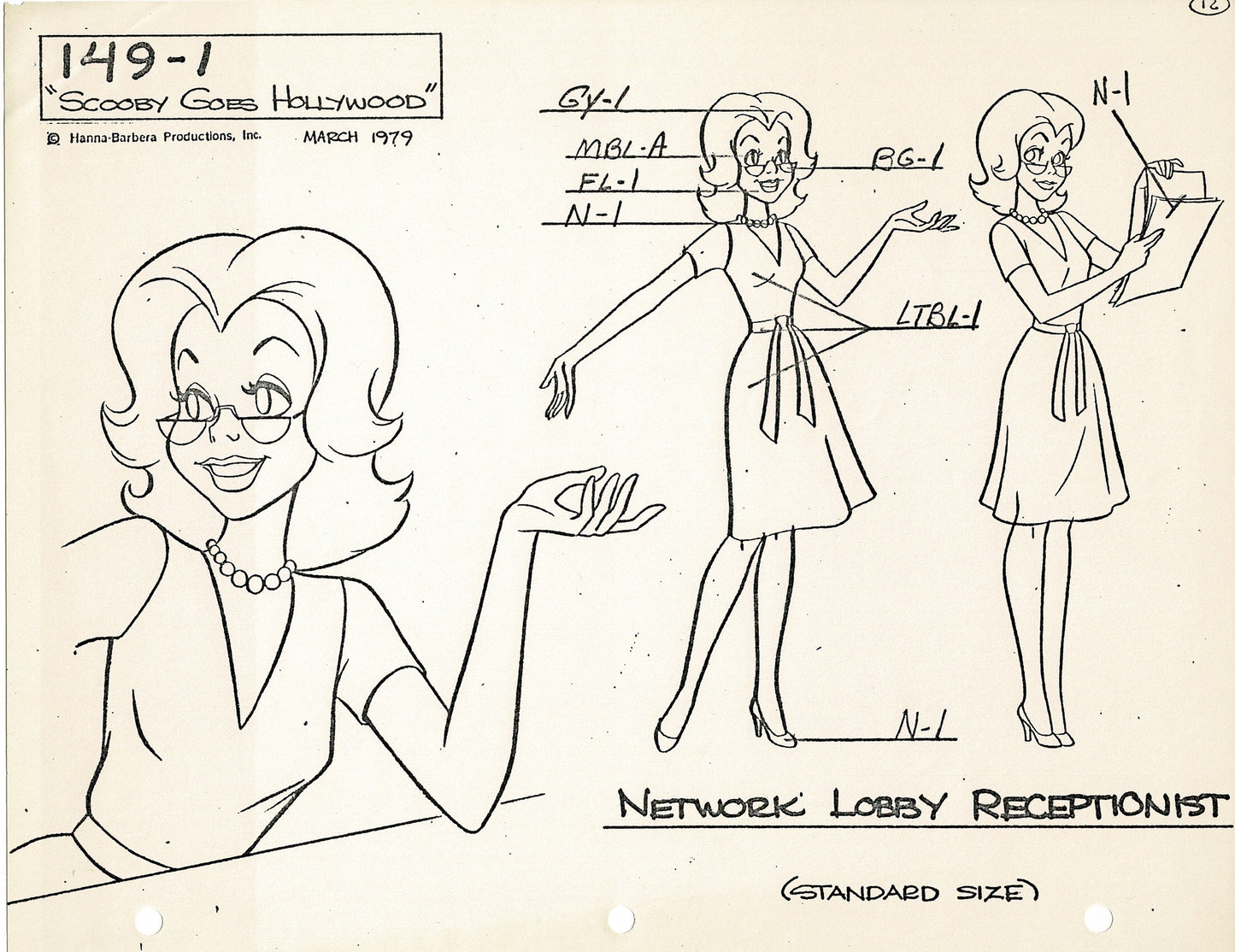 Scooby-Doo and Shaggy 1979 Production Model Sheet Copy Lot of 11 Pages from Hanna Barbera's Scooby Goes Hollywood