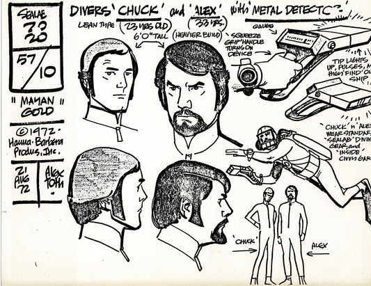 Sealab 2020 1972 Alex Toth Production Model Sheet Copy Lot of 69 Pages from Hanna Barbera
