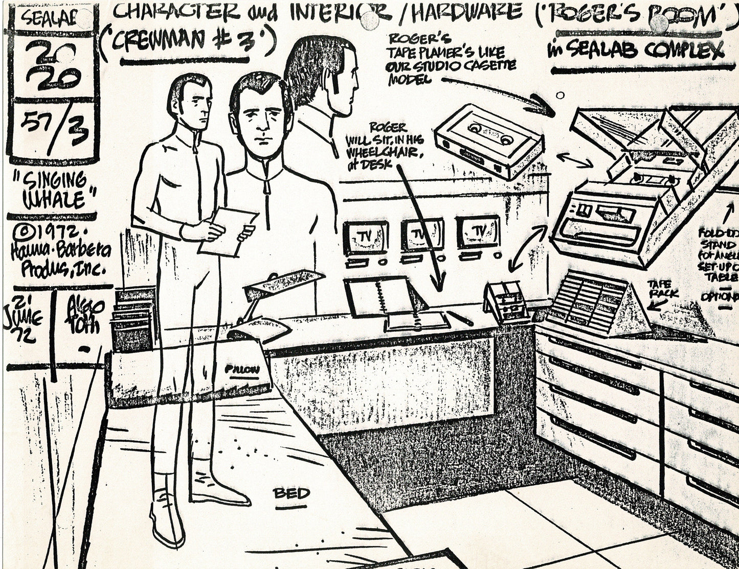 Sealab 2020 1972 Alex Toth Production Model Sheet Copy Lot of 69 Pages from Hanna Barbera