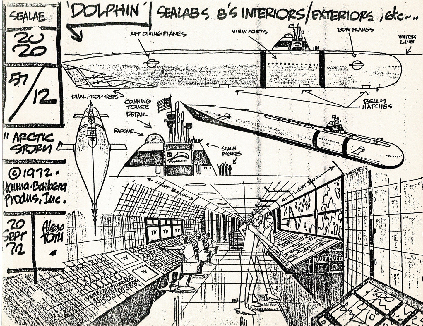 Sealab 2020 1972 Alex Toth Production Model Sheet Copy Lot of 69 Pages from Hanna Barbera