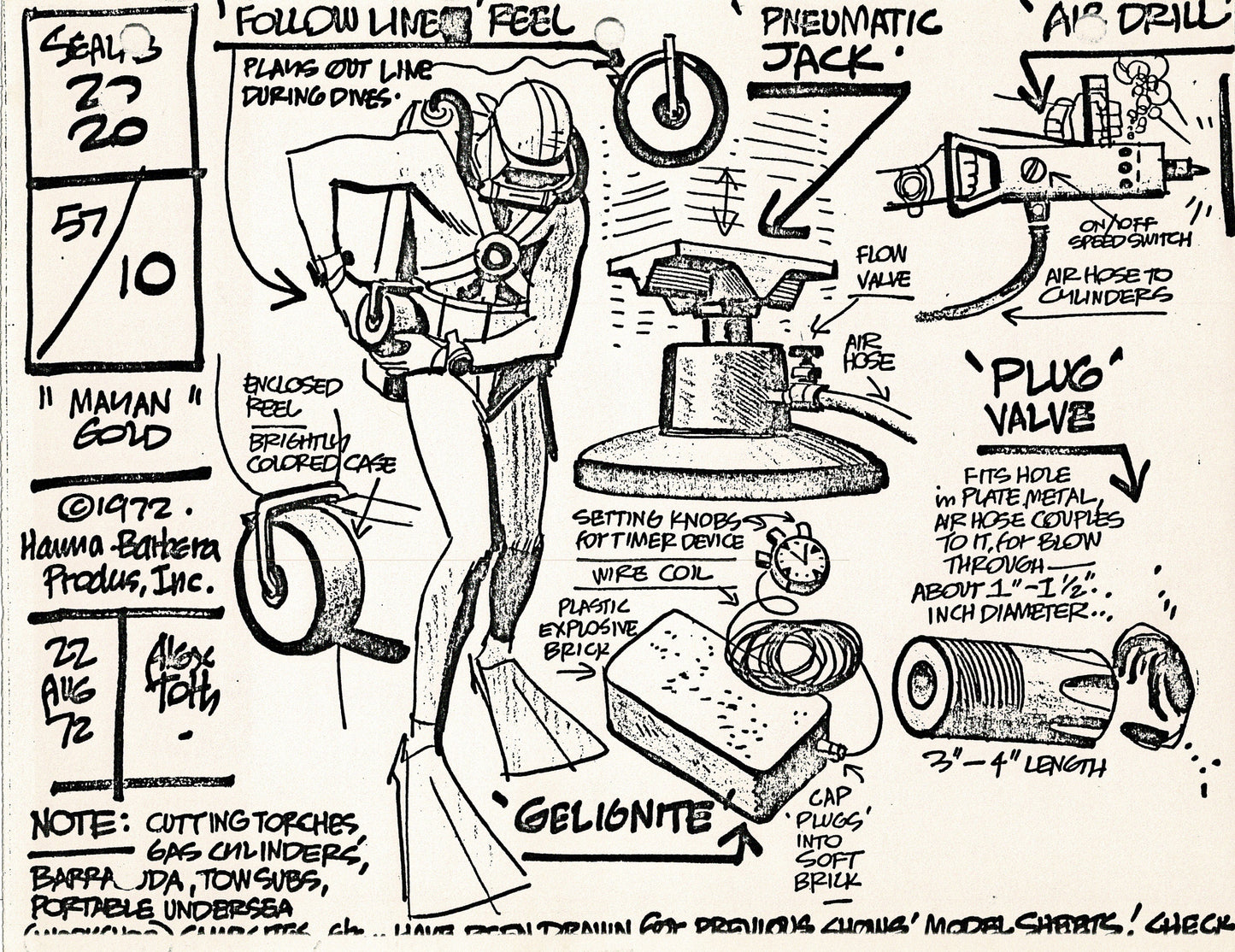 Sealab 2020 1972 Alex Toth Production Model Sheet Copy Lot of 69 Pages from Hanna Barbera