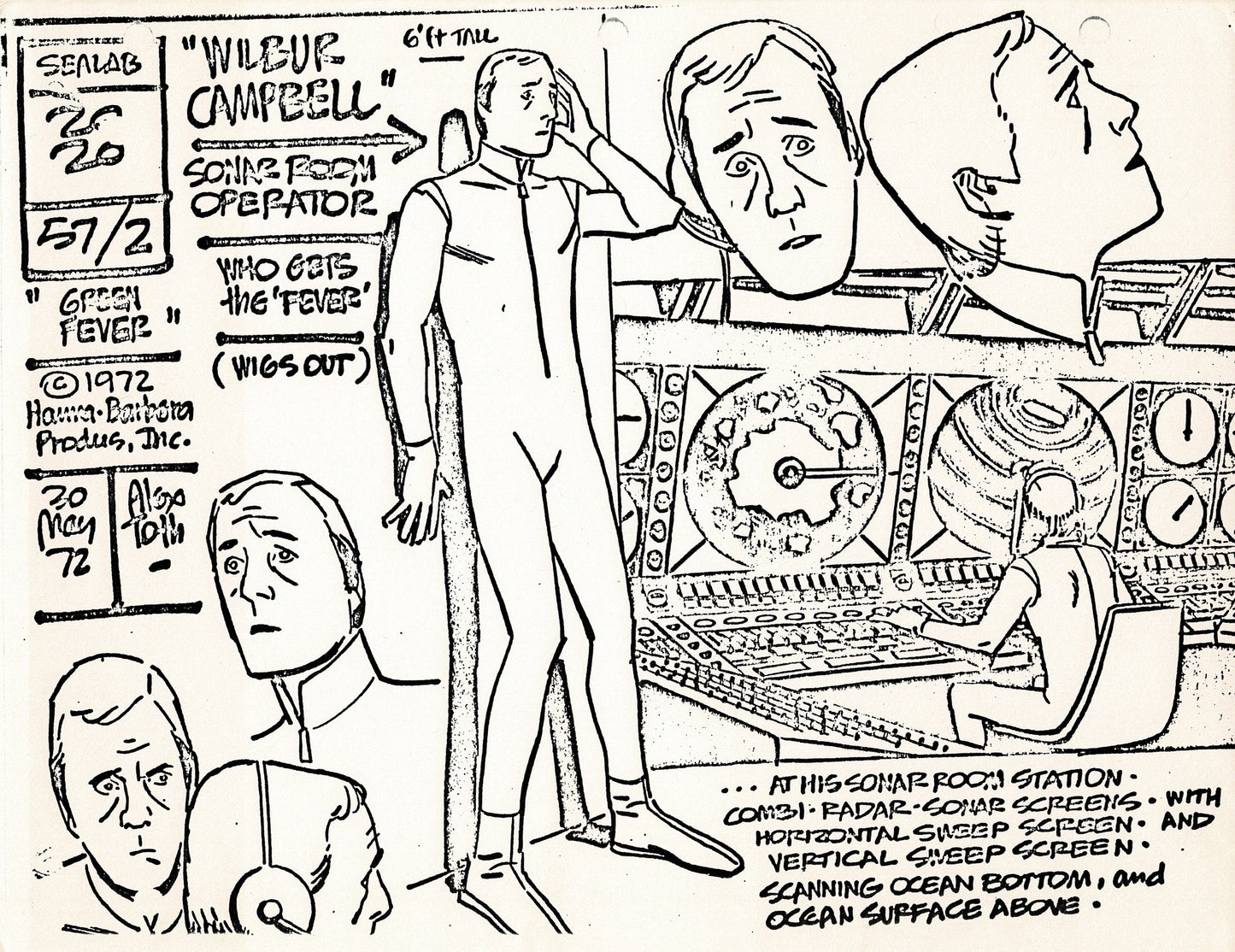 Sealab 2020 1972 Alex Toth Production Model Sheet Copy Lot of 69 Pages from Hanna Barbera