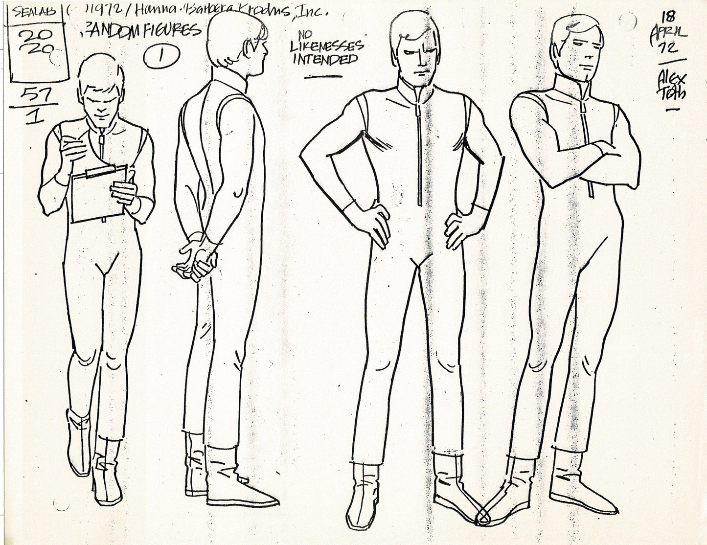 Sealab 2020 1972 Alex Toth Production Model Sheet Copy Lot of 69 Pages from Hanna Barbera