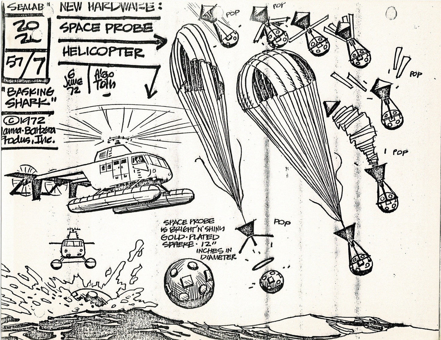 Sealab 2020 1972 Alex Toth Production Model Sheet Copy Lot of 69 Pages from Hanna Barbera