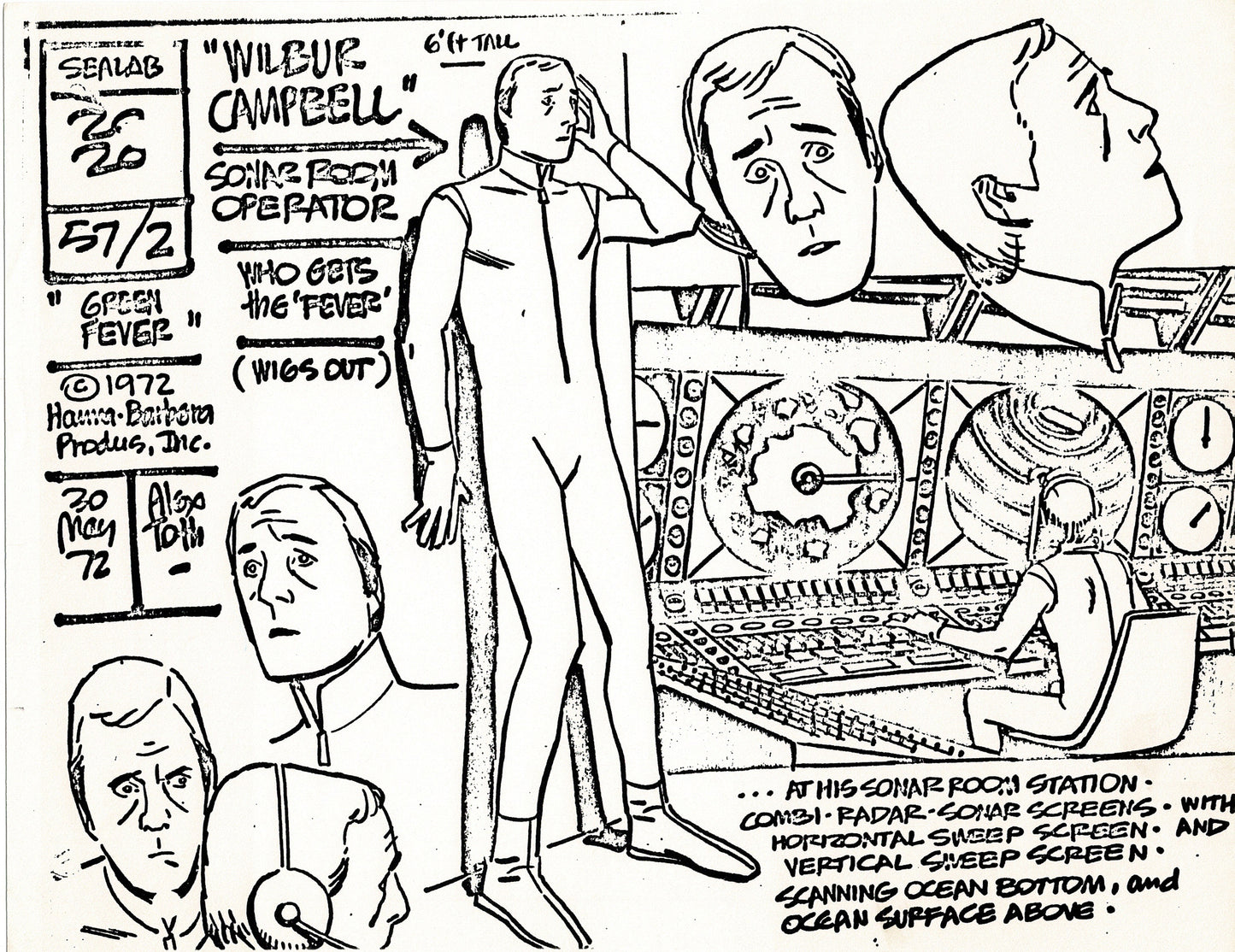 Sealab 2020 1972 Alex Toth Production Model Sheet Copy Lot of 69 Pages from Hanna Barbera
