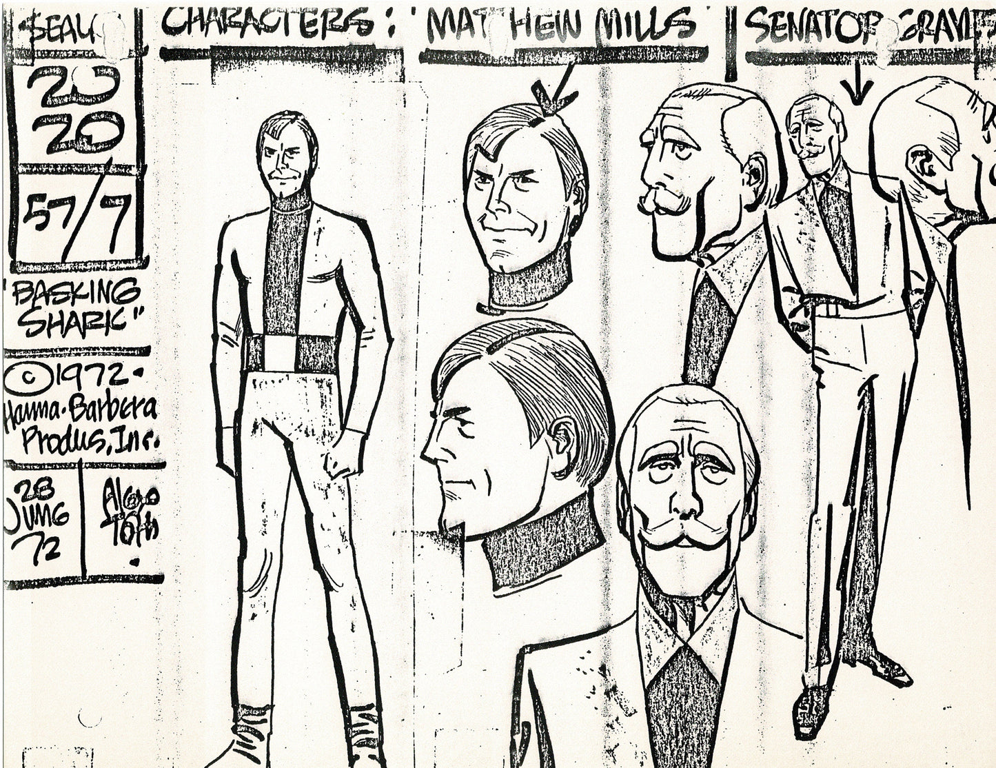 Sealab 2020 1972 Alex Toth Production Model Sheet Copy Lot of 69 Pages from Hanna Barbera