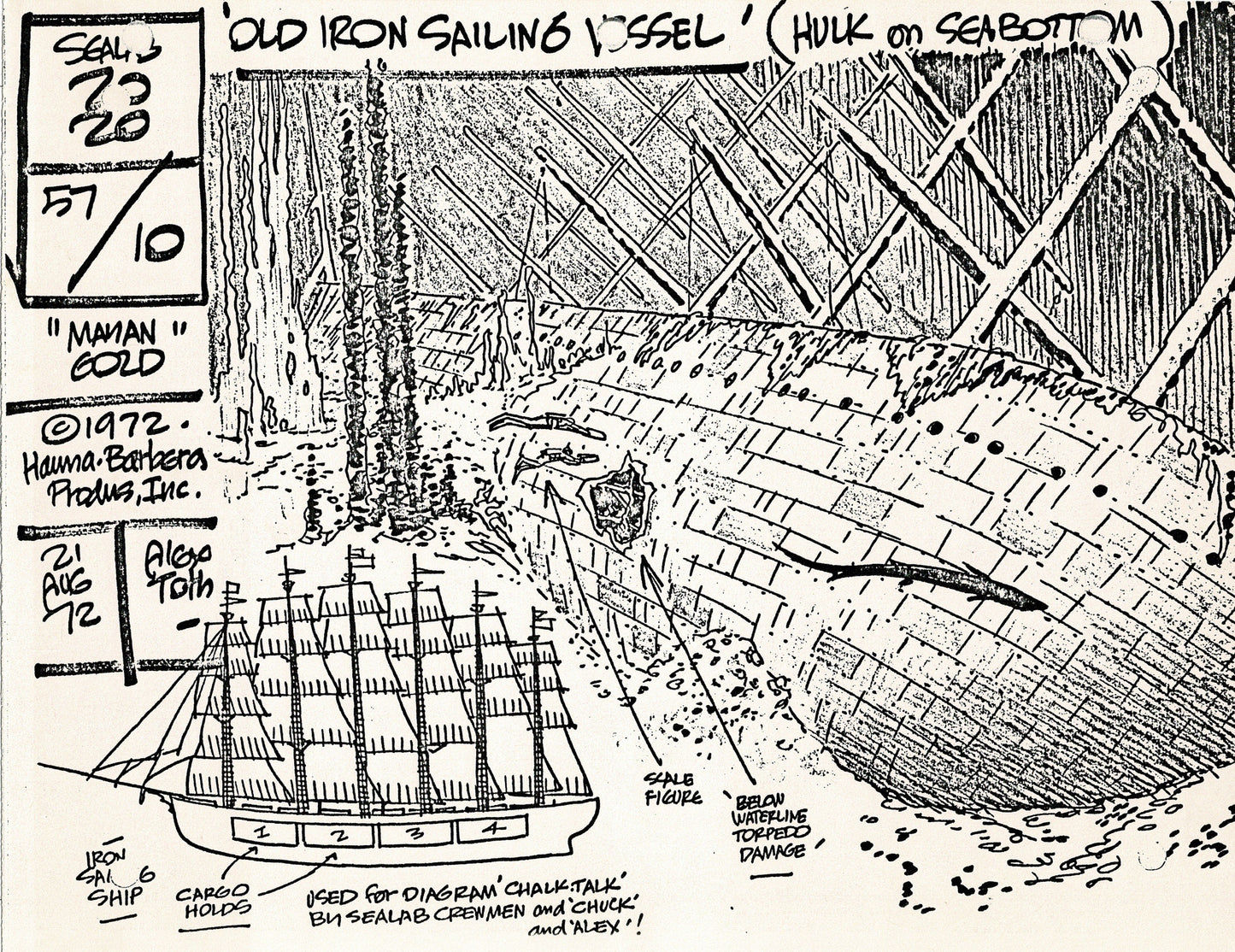 Sealab 2020 1972 Alex Toth Production Model Sheet Copy Lot of 69 Pages from Hanna Barbera