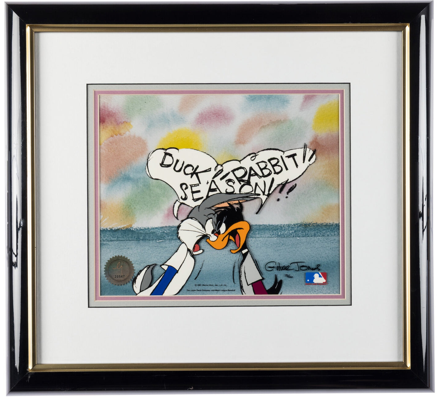 Chuck Jones SIGNED Bugs Bunny and Daffy Duck MLB Baseball Limited Edition Cel Looney Tunes Warner Brothers 1991 OH