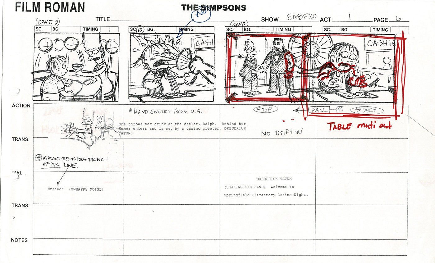 The Simpsons Production Animation Storyboard Copy Fox 2003 CS-01
