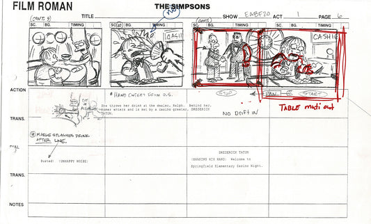 The Simpsons Production Animation Storyboard Copy Fox 2003 CS-01