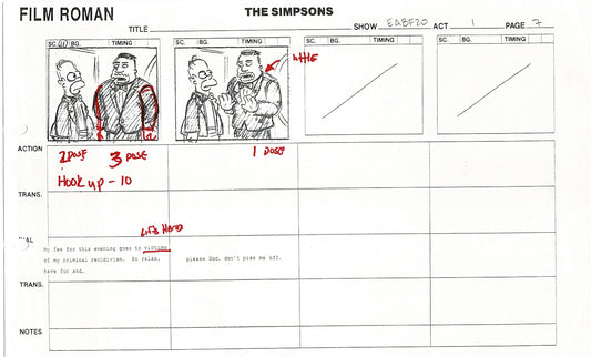 The Simpsons Production Animation Storyboard Copy Fox 2003 CS-02