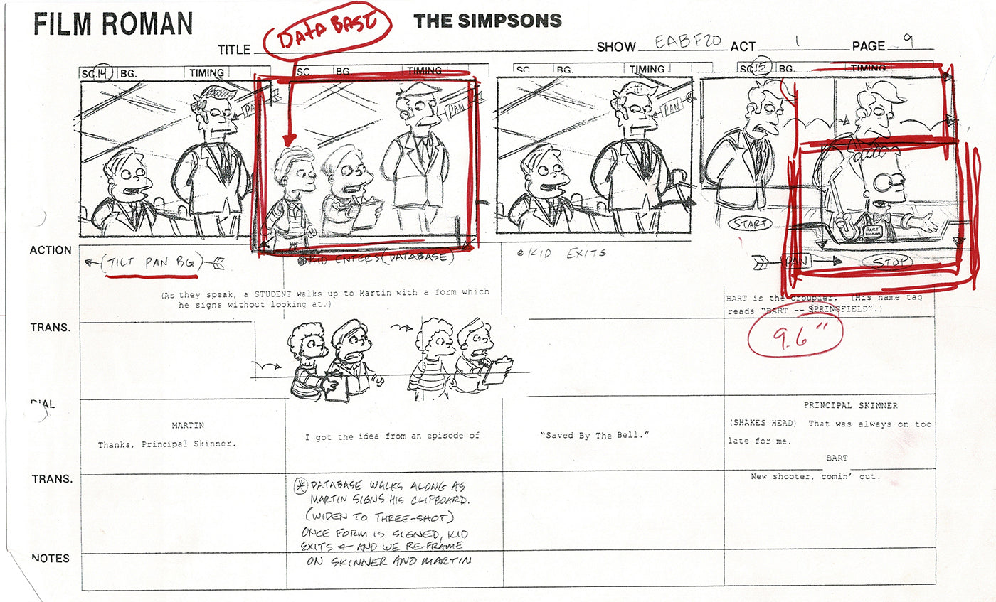 The Simpsons Production Animation Storyboard Copy Fox 2003 CS-04