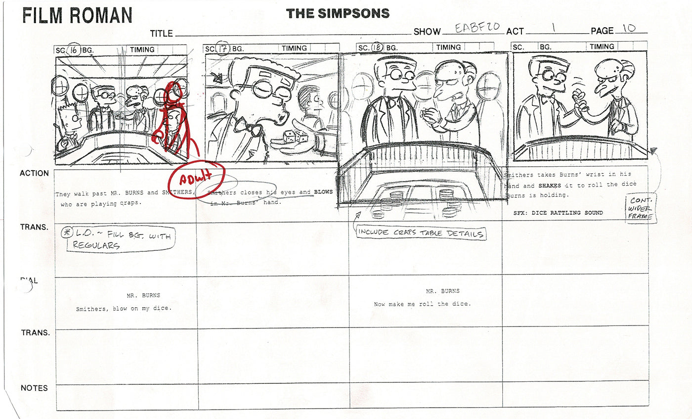 The Simpsons Production Animation Storyboard Copy Fox 2003 CS-05