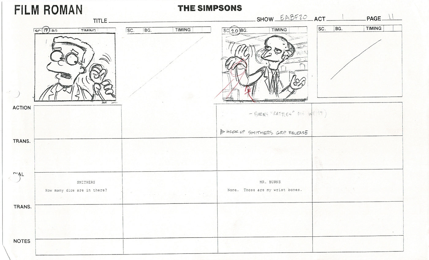 The Simpsons Production Animation Storyboard Copy Fox 2003 CS-06