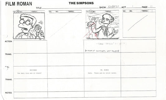 The Simpsons Production Animation Storyboard Copy Fox 2003 CS-06