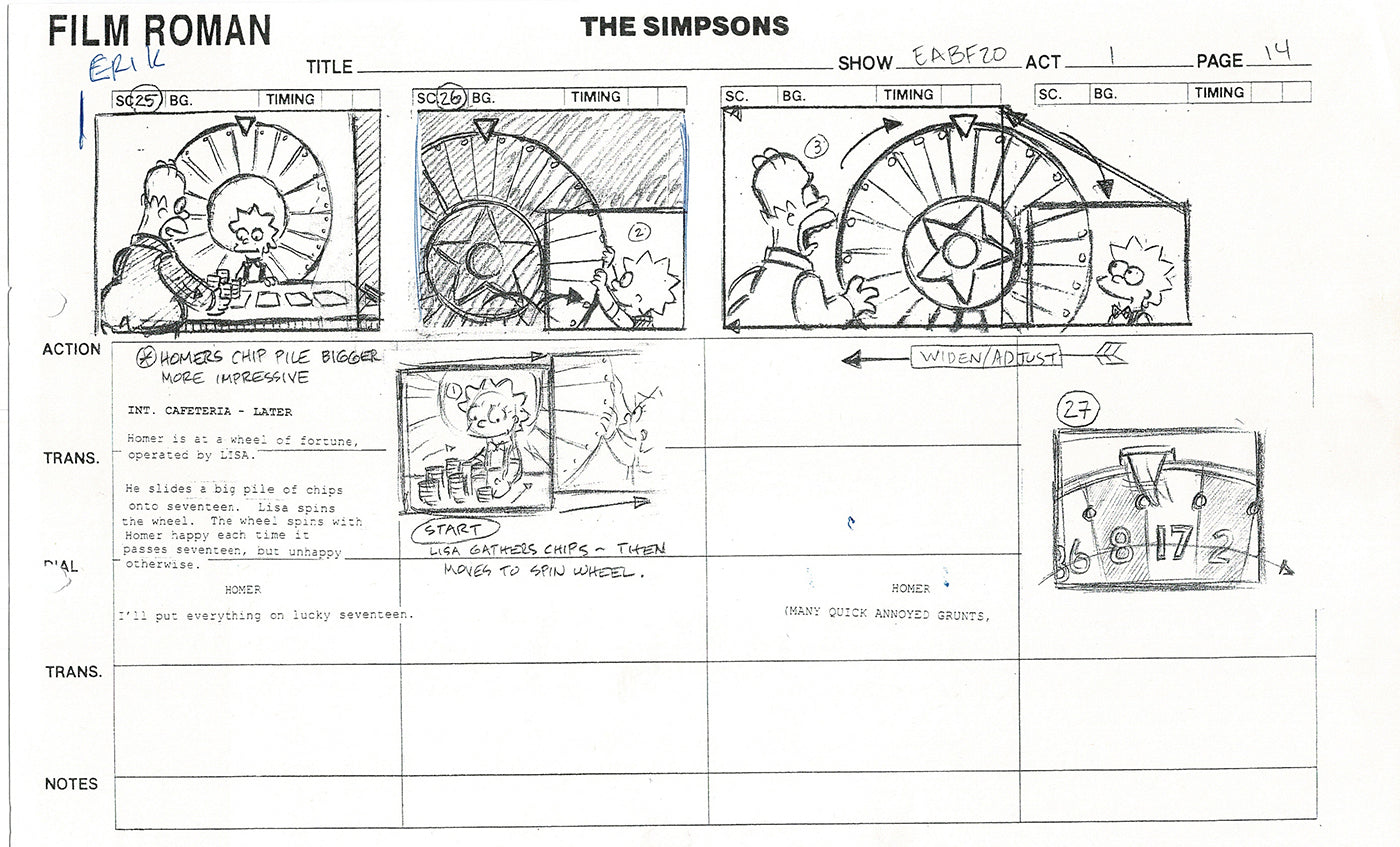 The Simpsons Production Animation Storyboard Copy Fox 2003 CS-09
