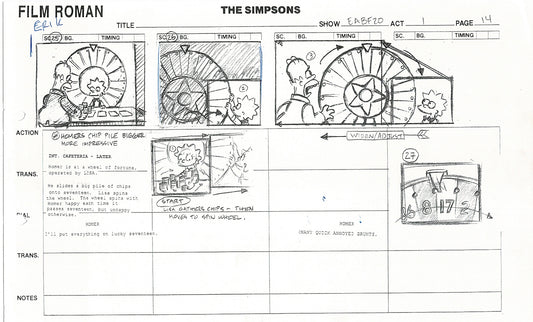 The Simpsons Production Animation Storyboard Copy Fox 2003 CS-09