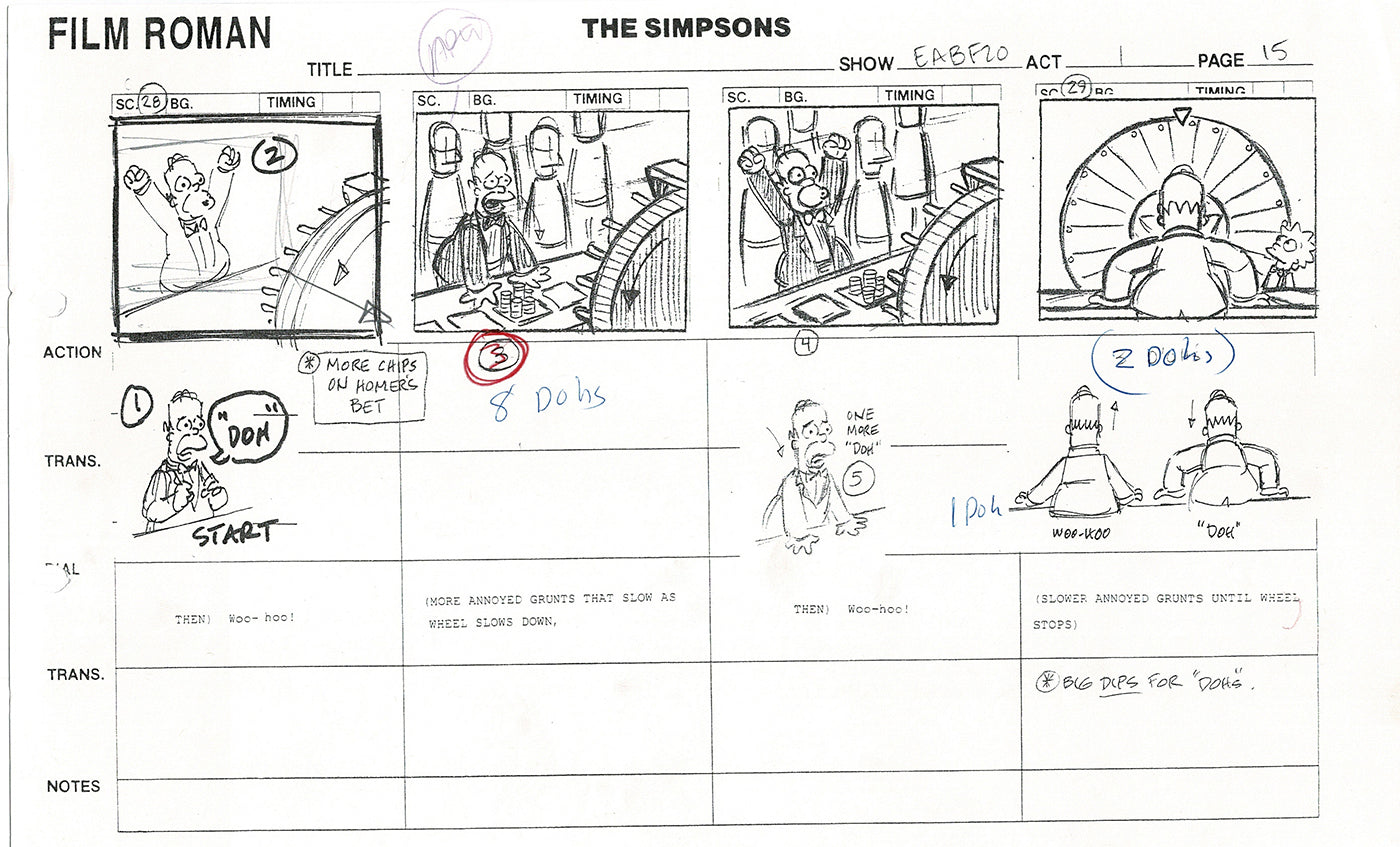 The Simpsons Production Animation Storyboard Copy Fox 2003 CS-10