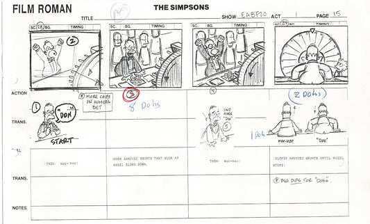 The Simpsons Production Animation Storyboard Copy Fox 2003 CS-10