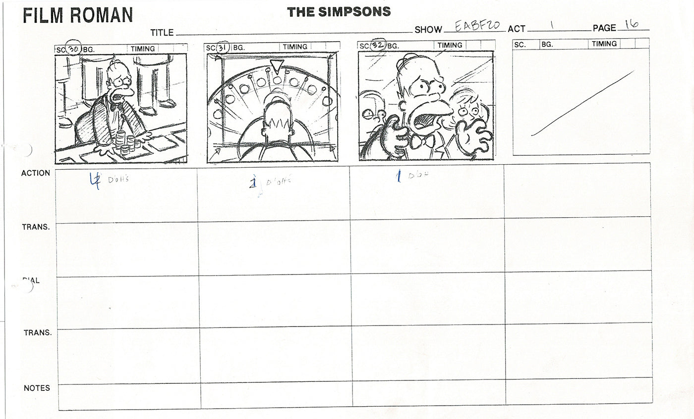 The Simpsons Production Animation Storyboard Copy Fox 2003 CS-11