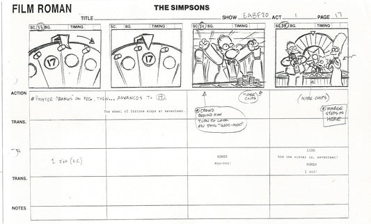 The Simpsons Production Animation Storyboard Copy Fox 2003 CS-12