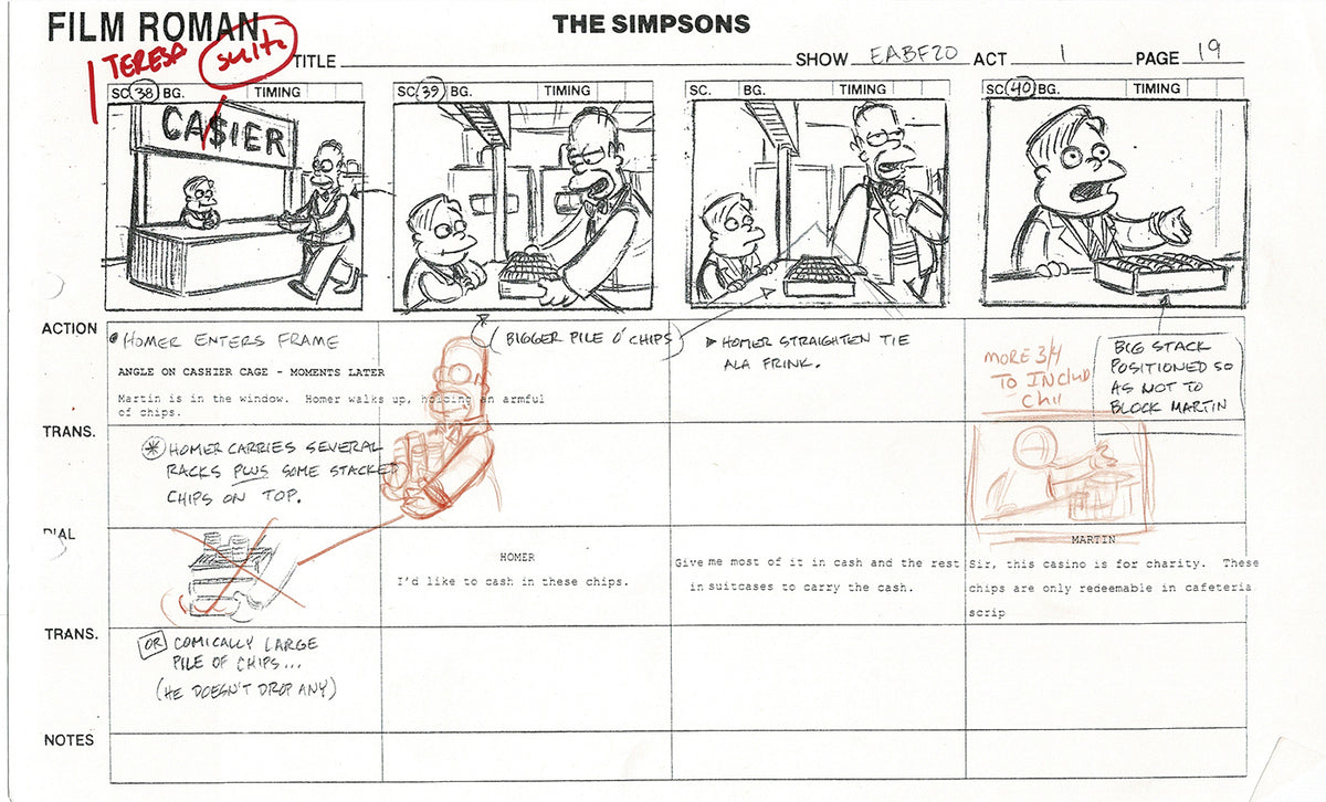 The Simpsons Production Animation Storyboard Copy Fox 2003 CS-14 ...
