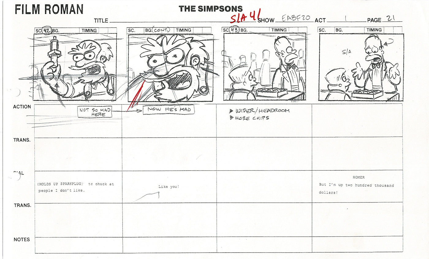 The Simpsons Production Animation Storyboard Copy Fox 2003 CS-16