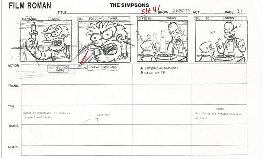 The Simpsons Production Animation Storyboard Copy Fox 2003 CS-16