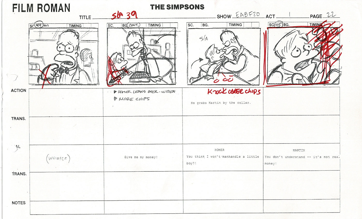 The Simpsons Production Animation Storyboard Copy Fox 2003 CS-17